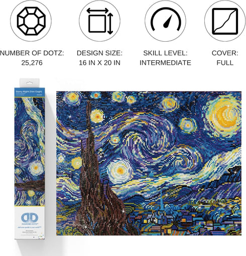 DIAMOND DOTZ Starry Night (Van Gogh) Diamond Painting Kits for Adults - Diamond Art Kits a Relaxing Creative Craft Kit with Dotz Gems 16x20...