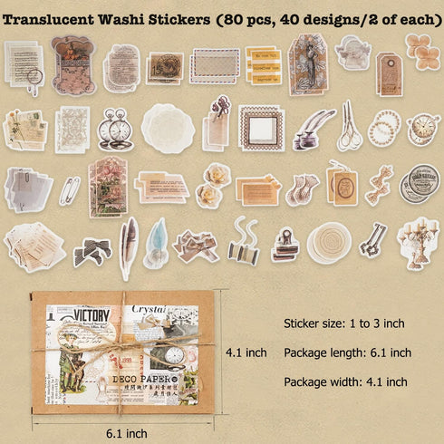 Knaid 200 Pieces Vintage Ephemera Pack Decoupage Paper Junk Journal Kit Scrapbook Planner Sticker Supplies for Art Journaling Bullet Journals Coll...