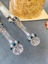 FISHBONE Stainless Steel Wedding Cake Knife and Server Set with Delicated Nautical Blue Rings Design - Perfect Cake Cutting Set for Weddings and S...