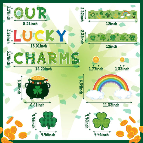 St. Patrick Shamrock Bulletin Board - 121P St. Patrick's Day Shamrock Bulletin Board Classroom Decor Our Lucky Charms Clover Gold Rainbow Stockpot...