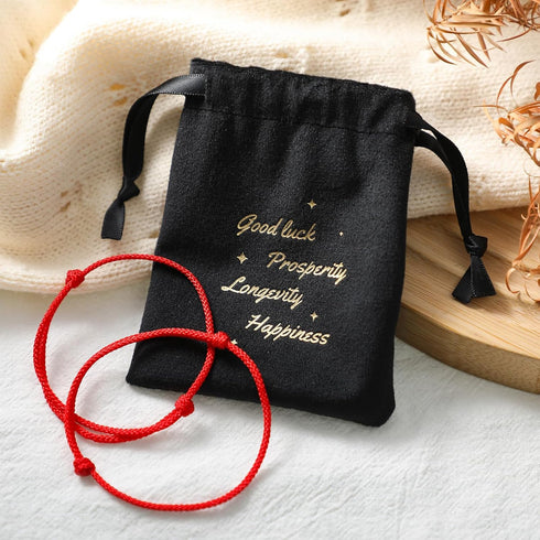 3 Pcs Kabbalah Red String Bracelet Handmade Red Cord Bracelet Adjustable String Amulet with 3 Pcs Velvet Jewelry Bags for Women Men for Protection...