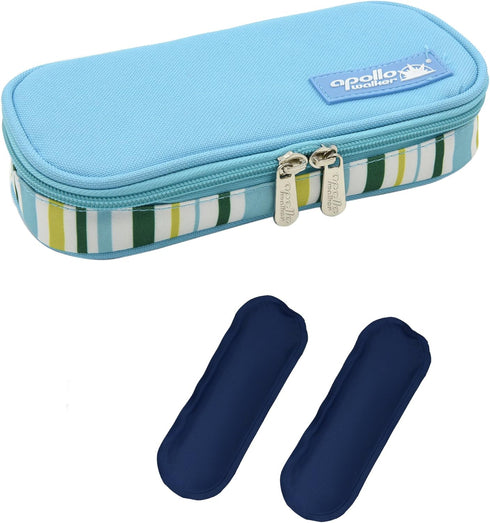 Goldwheat Insulin Cooler Travel Case Diabetic Medication Organizer Medical Cooler Bag with 2 Ice Pack Waterproof and Insulation Liner, Light Blue...