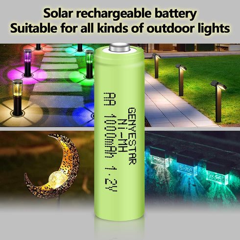 Rechargeable AA Batteries NIMH 1.2V Double A 1000mAh 1.2V Pre-Charged Solar Battery for Solar Lights and Household Devices, 8 Pack...
