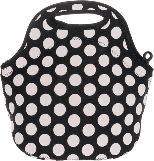 BUILT Gourmet Getaway Soft Neoprene Lunch Tote Bag - Lightweight, Insulated and Reusable, One Size, Big Dot Black & White...