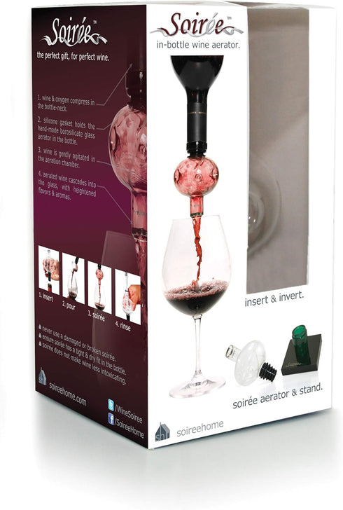Soireehome - In Bottle Wine Aerator - For Red Wine, White Wine, And Rose Wine! - Made Of Glass, Makes Your Wine Taste Better...