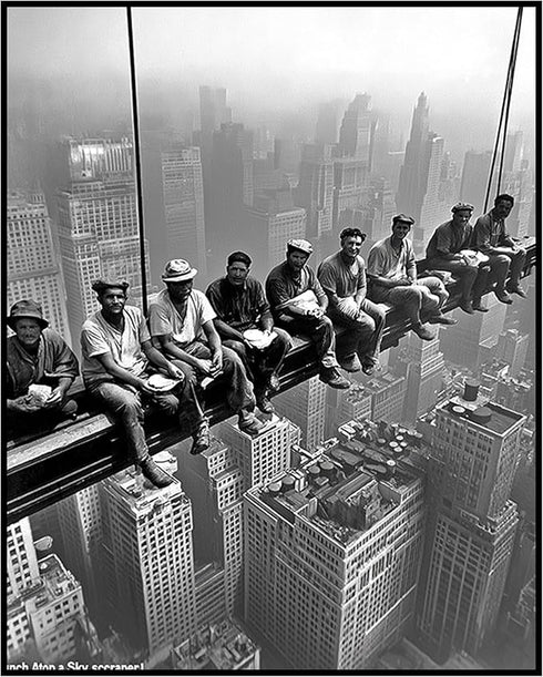 Posterizer 1 pcs-"lunch atop a skyscaper" inspired black and white photo-Photography Art-Retro Art-Decor for Home & Office- unframed wall art...