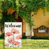 Spring Garden Flag Yard Flags for Outside Welcome Spring Garden Flags 12x18 Double Sided Pink Floral Burlap Garden Flag Decorative Flags for Outsi...