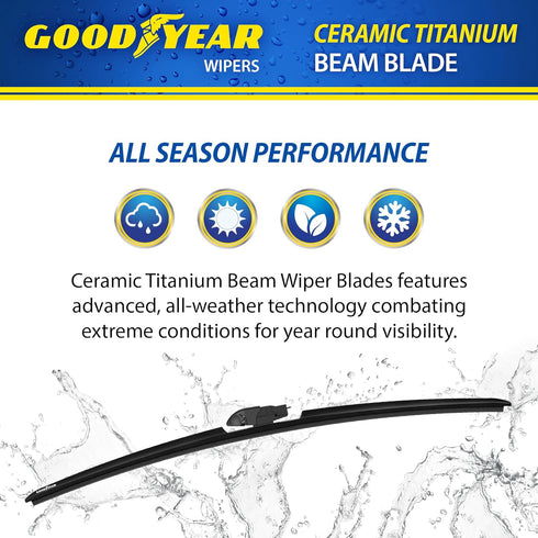Goodyear Ceramic Titanium 14" Beam Windshield Wiper Blade, Replacement Windshield Wiper Blade with Universal Adaptor, Pack of 1...