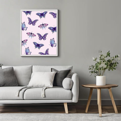 Posterizer 1 pcs-Pink and Purple Cute Aesthetic Girly Butterflies-Art for Animal Lovers-Landscape & Nature Art-Gift for Girls, Teens-Living Room B...