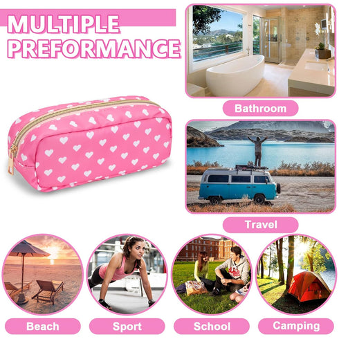 Waterproof Small Pencil Case Makeup Bag for Purse,Cute Pencil Pouch Preppy Nylon Makeup Brush Holder with Zipper,Girls Portable Storage Case Small...