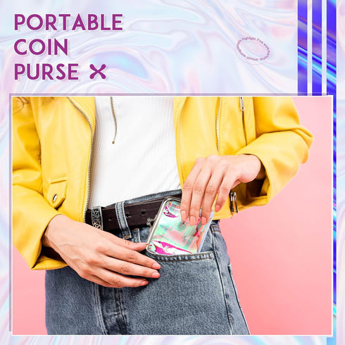 6 Pieces Clear Coin Purse for Women Kiss Lock Coin Purse Transparent Change Purse Wallet Waterproof PVC Kiss-lock Clear Coin Wallet for Carrying Y...