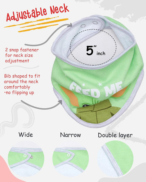 STAR WARS Baby Boys Baby Yoda Bandana Bibs 3 Pack Set for Feeding, Teething, and Drooling (Green/White/Grey, 0-12 Months)...
