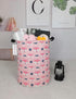 QUEENLALA Large Storage Basket,Laundry Hamper/Bathroom/Home Decor/Collapsible Round Storage Bin,Boys and Girls Hamper/Boxes/Clothing(Round-Pink Fo...