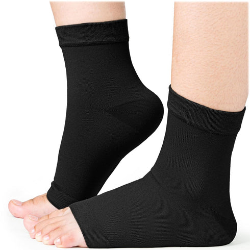 Ankle Compression Socks (XXL, Black), Effective Ankle Brace w/ 20-30 mmHg Compression for Foot Pain Relief, Ankle Support Sleeve for Plantar Fasci...