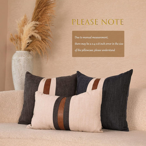 BOYSUM Farmhouse Decorative Outdoor Throw Pillow Covers for Couch Sofa Bed Brown Faux Leather Accent Pillow Cover Modern Decor Pillow Case 18 x 18...