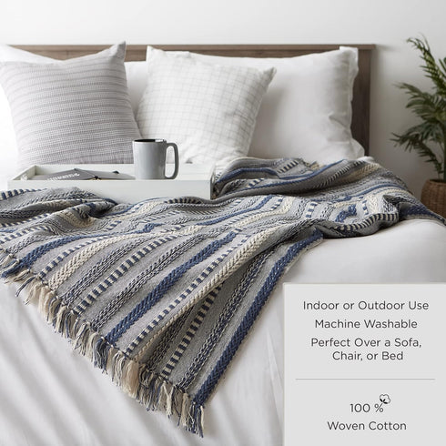 DII Diamond Throw Collection Cotton Woven, 50x60, Gray...
