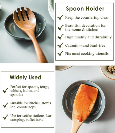LYEOBOH Ceramic Spoon Rest for Stove Top, 5 Inch Kitchen Spoon Rest Cooking Spoon Holder Farmhouse Spatula Holder, Drip Tray for Multiple Utensils...