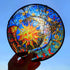 Stained Glass Suncatcher, 8'' Sun and Moon Face Hand-Painted Suncatcher for Window Stained Glass Window Hanging Birthday Gift for Mom Memorial Gif...