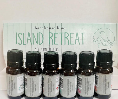 Island Retreat Gift Set of 6 Premium Fragrance Oils - Barrier Reef, Mountain Meets The Ocean, Beautiful Day, Caribbean Escape, Honolulu Sun, Merma...