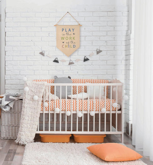 Play Is the Work of the Child -Canvas Hanging Flag Banner Wall Sign Decor Gift for Baby Kids Girl Boy Nursery Teen Room Playroom Front Door - Hear...