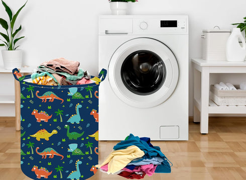 19.7 Inch Dinosaur Round Kids Laundry Clothes Hamper Dino Laundry Basket with Handles,Baby Toys Storage Organizer Bins Laundry Gift Basket for Boy...