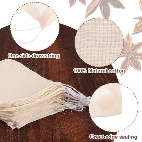 20 Pcs Spice Bags for Cooking,3.9 X 5.9 Inch Reusable Drawstring Cotton Tea Bags Muslin Bags Unbleached Tea Filter Bag Disposable Tea Bags for Loo...