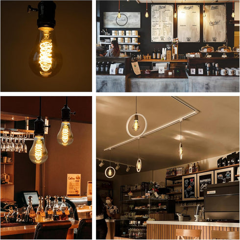 LED Edison Light Bulbs, 6W Equivalent to 60W, 2500K Warm White, A21 Flexible Spiral LED Filament Light Bulbs, Dimmable Vintage LED Bulb, Antique L...
