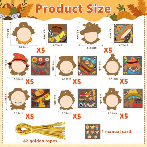 BeYumi 40Pcs Fall Scarecrow Head Craft Kit DIY Scarecrow Craft Autumn Thanksgiving Art Craft Make Your Own Scarecrow Head Set Home Classroom Game ...