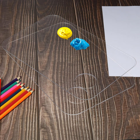 PATIKIL Acrylic Paint Pallet, 2Pcs Rectangle Paint Tray Palette Painting 8x12x0.08 with Thumb Hole for Watercolor Gouache DIY Art Craft Clear...