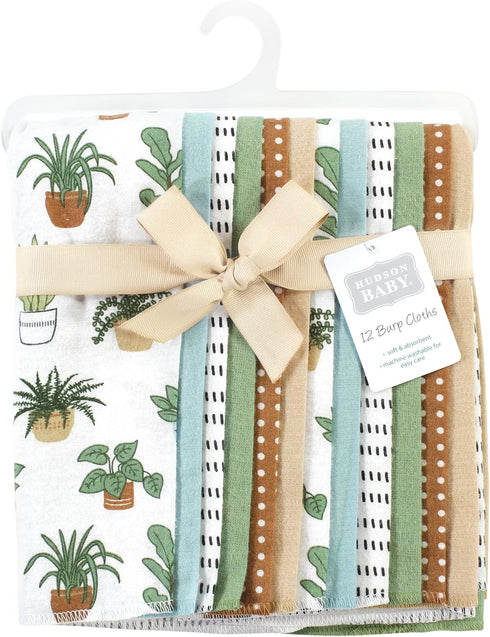 Hudson Baby Unisex Baby Cotton Flannel Burp Cloths Bundle, Plants, One Size...