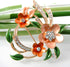 Navachi 18k Gold Plated Multicolor Enamel Flower Ornaments Green Leaves Crystal Brooch Pin...