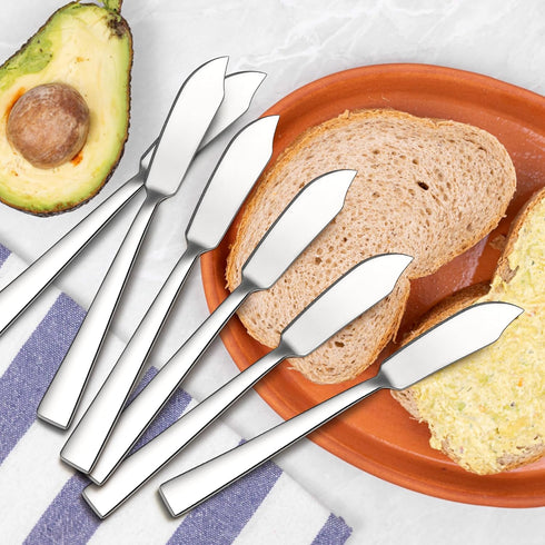 E-far Butter Spreader Knife Set of 6, 7-Inch Stainless Steel Cheese Dessert Knives for Kitchen Restaurant Party, Mirror Silver...