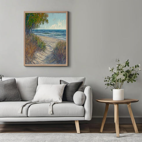 Posterizer 1 pcs-coastal landscape in classic oil painting style 2-Collectibles & Fine Art-Landscape & Nature Art-Gift for Men Women Teens- unfram...