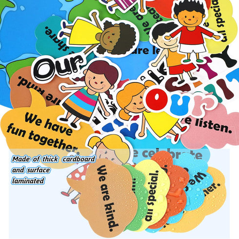 31 Pcs Bulletin Board Decoration Set Classroom Decorations Diverse Children Borders Cutouts for Party School Student Teacher (Our Strength is Our ...