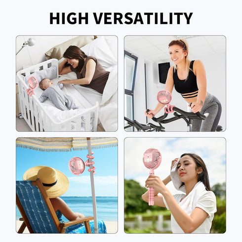 AMACOOL Battery Operated Stroller Fan Flexible Tripod Clip On Fan with 3 Speeds and Rotatable Handheld Personal Fans for Car Seat Crib Bike Treadm...