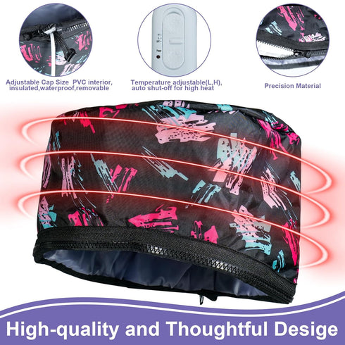 Hair Thermal Steamer Treatment SPA Cap Nourishing Care Hat with Adjustable Temperature Control,Moisturize and Nourish, Hair Care for Home Use(Blac...