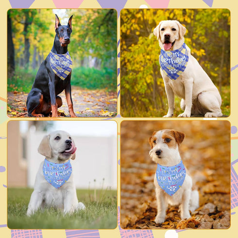 Dog Birthday Bandana Small Reversible Multi Size Offered for Dog Birthday Boy, Dog Birthday Party Supplies for XSmall to Medium Pets cats...