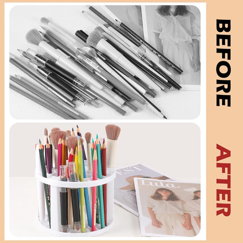 Makeup Brush Holder Organizer?Multi-FMakeup Brush Holder,Pen Holder,Desk Organizerunctional Pen Holder for Desk?Cosmetic Storage for Lipsticks,Eye...