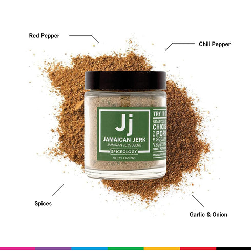 Spiceology - Jamaican Jerk Smoky Caribbean Rub - BBQ Rubs, Spice Blends and Seasonings - Use On: Seafood, Beef, Chicken, Pork, Chili, Squash, Nuts...