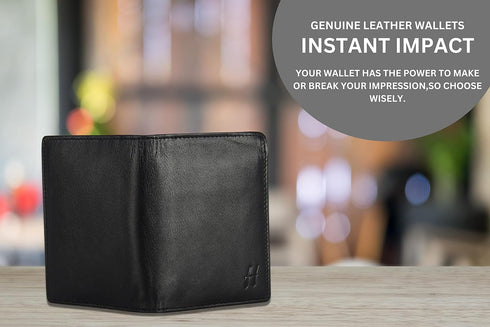Halsey Unisex Adults Slim Leather RFID Protected Leather Wallet | Handcrafted Ultra Strong Stitching | Card Slots | Transparent ID Window | Multi-...