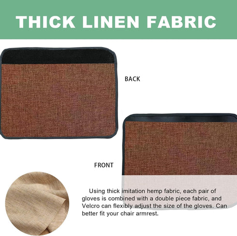 Linen Office Chair Arm Covers Computer Chair Armrest Pads Covers Adjustable Desk Chair Arm Covers Wheelchair Armrest Protector, Set of 2, Brown...