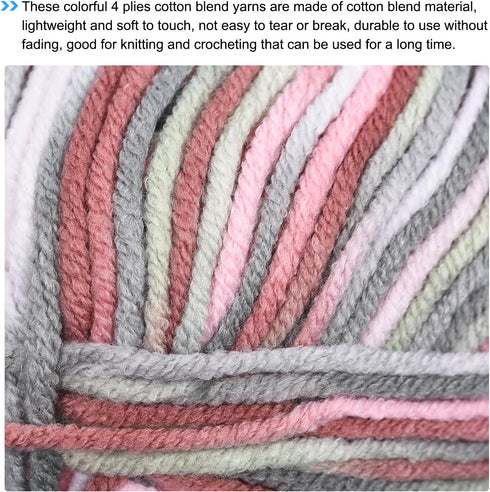 uxcell Cotton Blend Yarn, 5 Pack of 50g/1.76oz Soft Crochet Craft Yarns for Knitting and Crocheting Craft Projects, Pink-Grey......