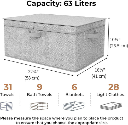 GRANNY SAYS Fabric Storage Bin with Lid, Decorative Storage Box, Extra Large Storage Baskets, Closet Organizer, Gray, 1-Pack...