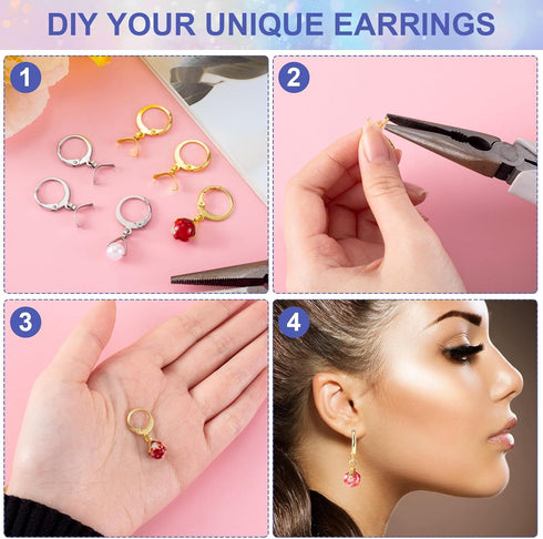 PAGOW 40pcs Stainless Steel French Earring Hooks Leverback Ear Wires Hypoallergenic Pendant Clasp Supplies for DIY Jewelry Making...