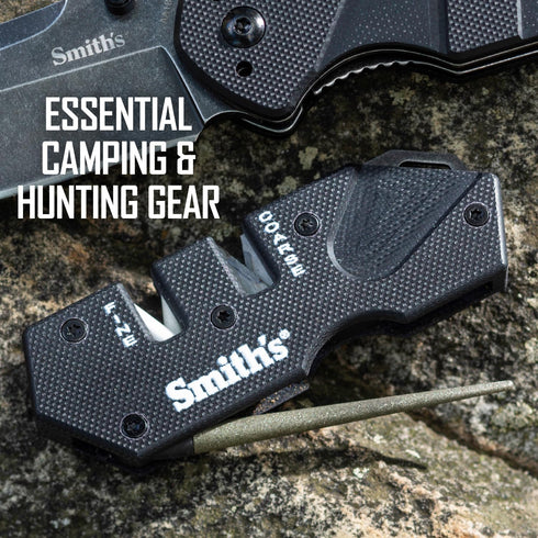 Smith’s Pocket Pal Tactical Knife Sharpener - 2 Stage Sharpener & Diamond Sharpening Rod - Pocket Clip - Outdoor Hunting Knife & Hook Sharpener - ...