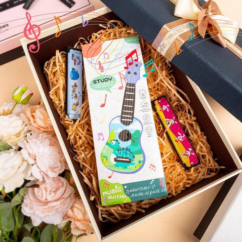 Kids Guitar 10" Musical Toy Guitar, Classical Mini Toddler Ukulele with 2 Extra Harmonica 16 Holes and 2 Guitar pick (Dinosaur)...