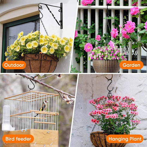 6 Inch Heavy Duty S Hooks, Large S Hook for Hanging Plants, Vinyl Coated S Hook 6 Pack Sturdy Non Slip Black S Hooks for Hanging Closet,Bird Feede...