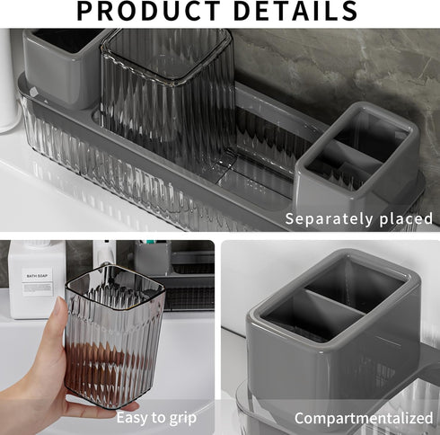 Toothbrush Holder for Bathrooms, 2 cups Toothbrush Organizer for Bathroom Countertop, Toothbrush Holder Toothbrush Storage for Shower, Tooth Brush...