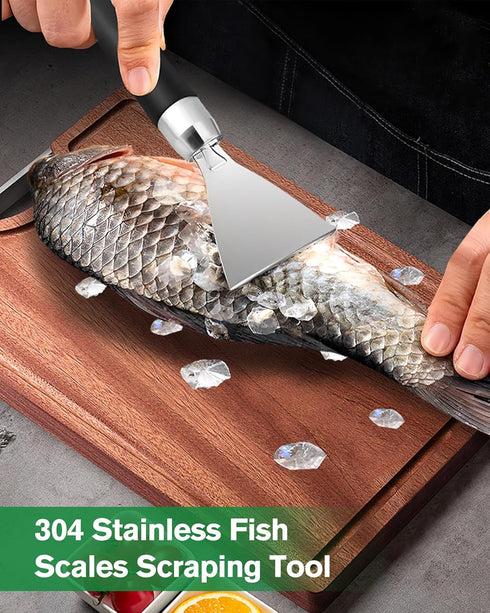 2 Pack Fish Scale Remover, 304 Stainless Fish Scales Scraping Tool, Serrated Fish Cleaning Tools, Fish Descaler Tool for Restaurant Chef and Home ...