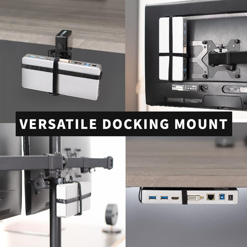 VIVO Universal Docking Station Mount for Workstation, Behind Monitor VESA Mounting, Under Desk Installation, Heavy Duty C-clamp Options, Fits Dock...